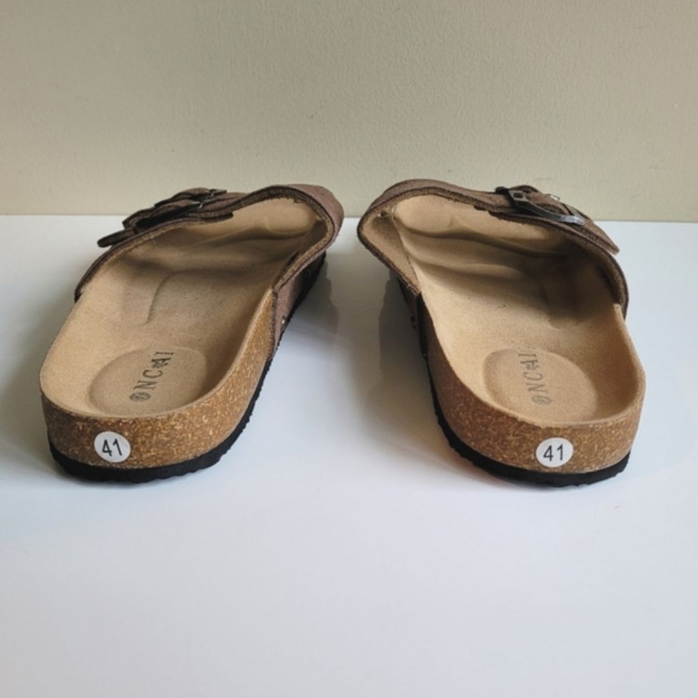 Oncai Flat Slide Sandals Brown Tan Womens 10 - Picture 7 of 8